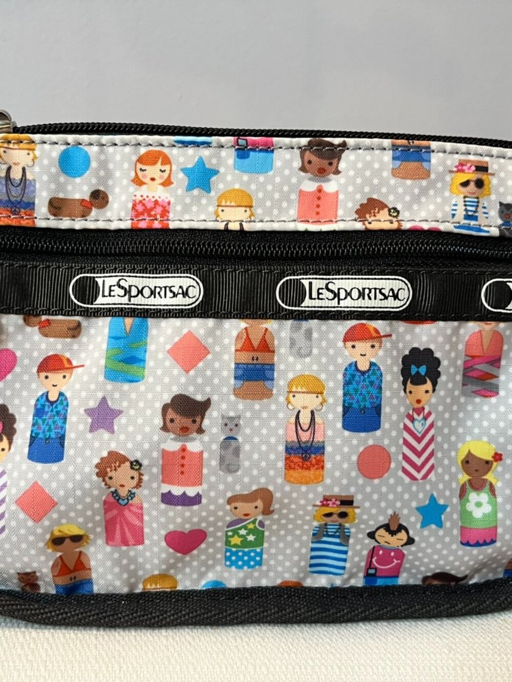 LeSportsac Y2K Kokeshi Doll Print Cosmetic Bag Zip Pouch Travel Makeup Bag